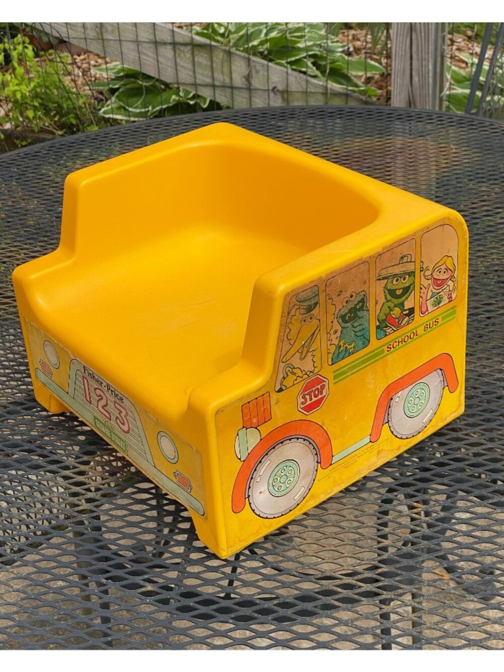 Vintage 1980s Fisher Price Sesame Street School Bus Chair Seat Collectible